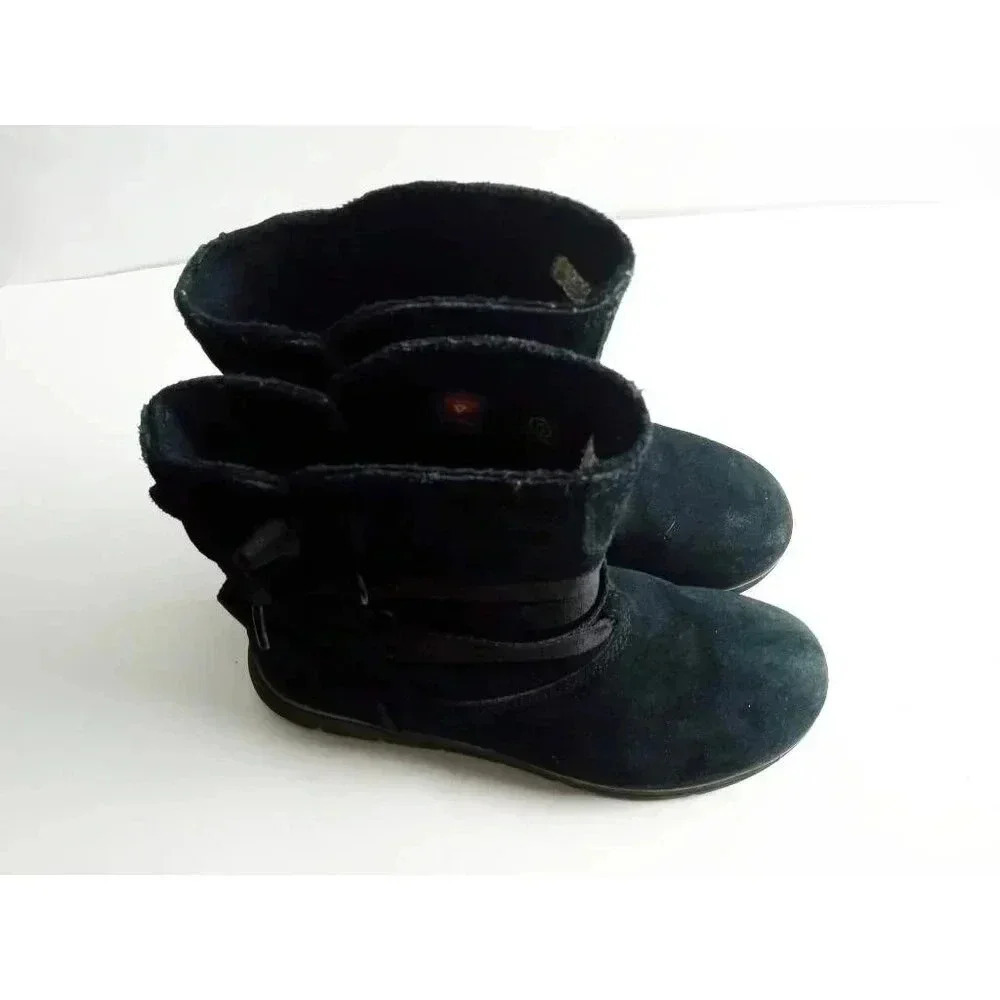 Timberland Womens Leighland Comfort Boots Black Leather Straps Ankle Slip On 8.5